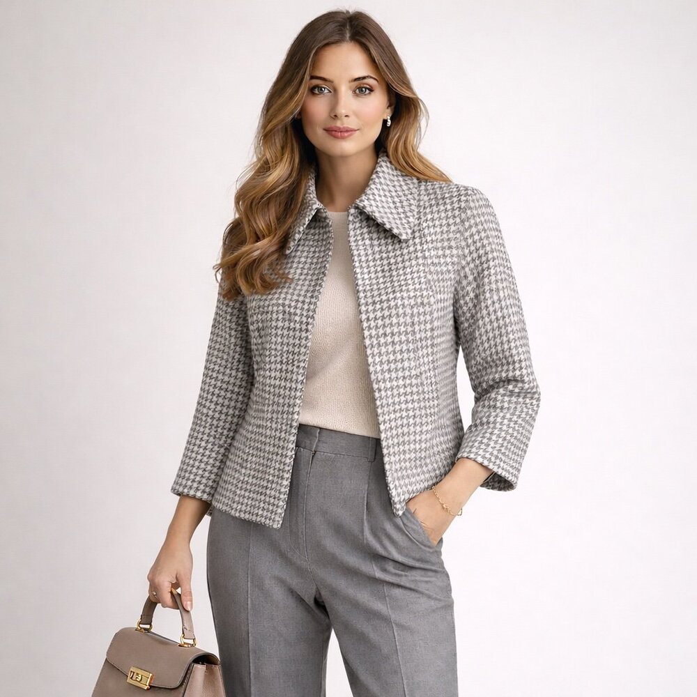 JF wool & cashmere blend houndstooth jacket - size S